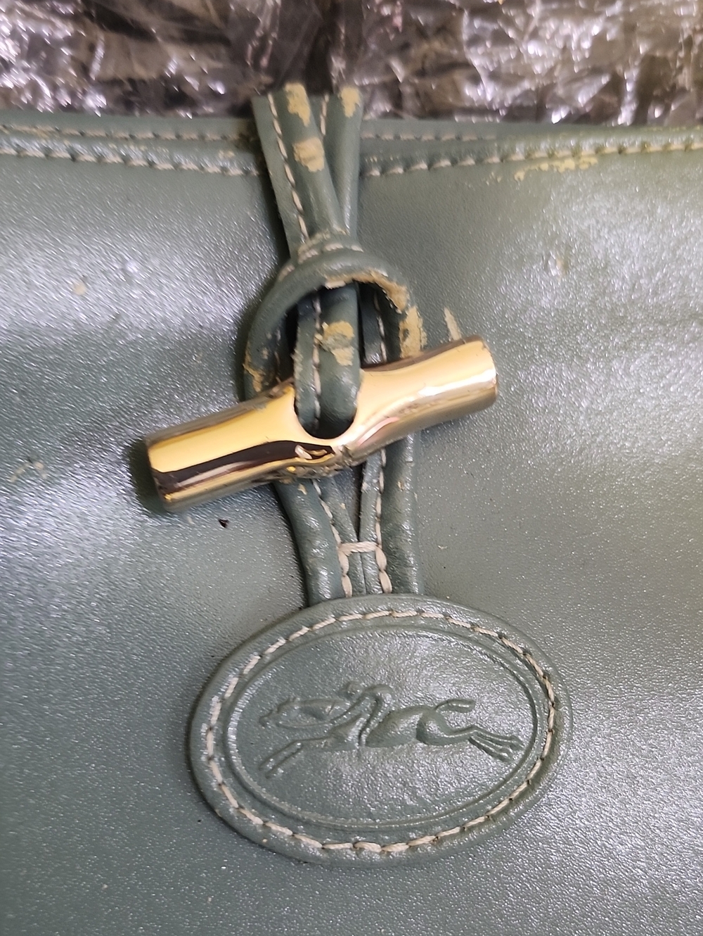 Longchamp RREHAB Light Blue Leather Shoulder Bag Peeling Throughout Exterior - Picture 3 of 13
